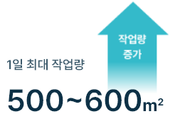 1일 최대 작업량 500~600m2 작업량 증가